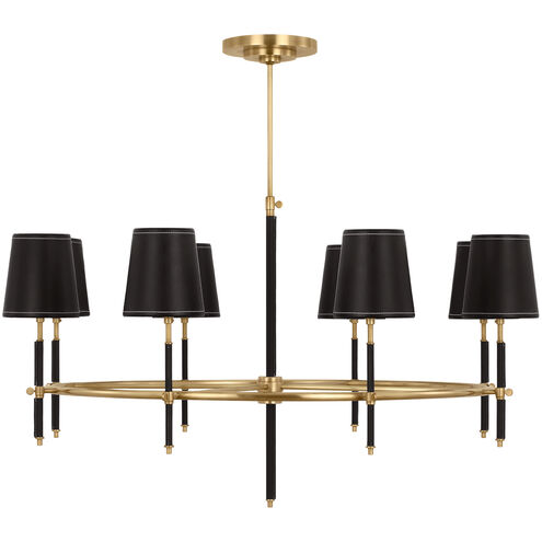 Thomas O'Brien Bryant LED 41 inch Hand-Rubbed Antique Brass and Chocolate Leather Wrapped Ring Chandelier Ceiling Light