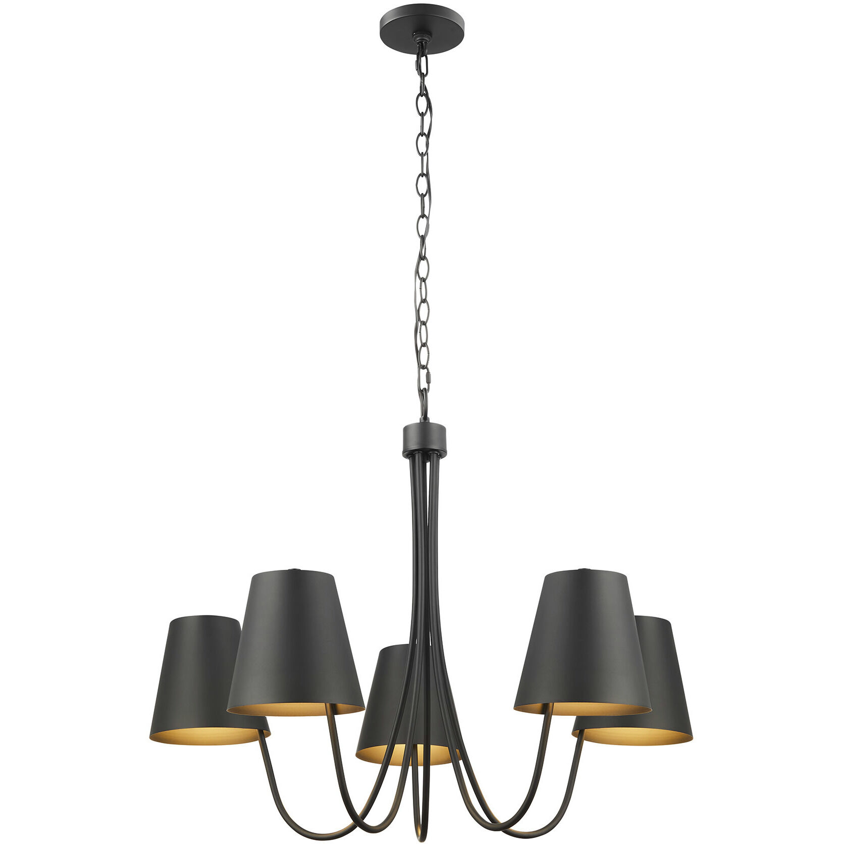 Modern 5 Light 32 inch Matte Black Chandelier Ceiling Light