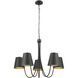 Modern 5 Light 32 inch Matte Black Chandelier Ceiling Light