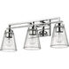 Lyna 3 Light 22 inch Chrome Vanity Wall Light