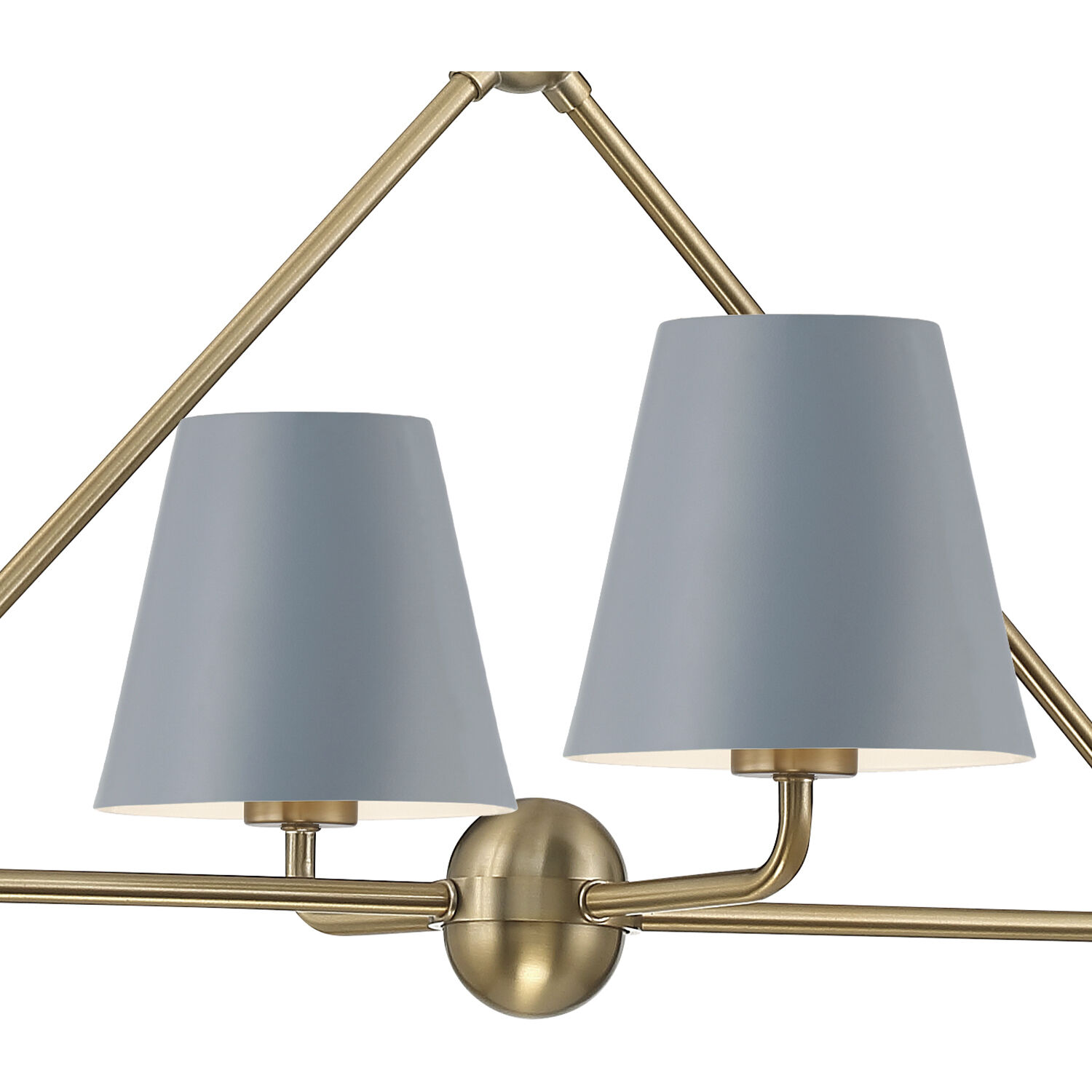 Xavier 6 Light 46 inch Vibrant Gold Linear Chandelier Ceiling Light in Vibrant Gold and Blue