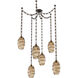Ellisse 6 Light 15.5 inch Flat Bronze Swag Multi-Pendant Ceiling Light in Optic Rib Bronze, Rectangular Chain