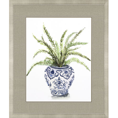 Fern House Blue and Green and White Framed Art