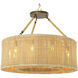 Bernardi 10 Light 31.5 inch Natural Rattan and Antique Brass Pendant Ceiling Light