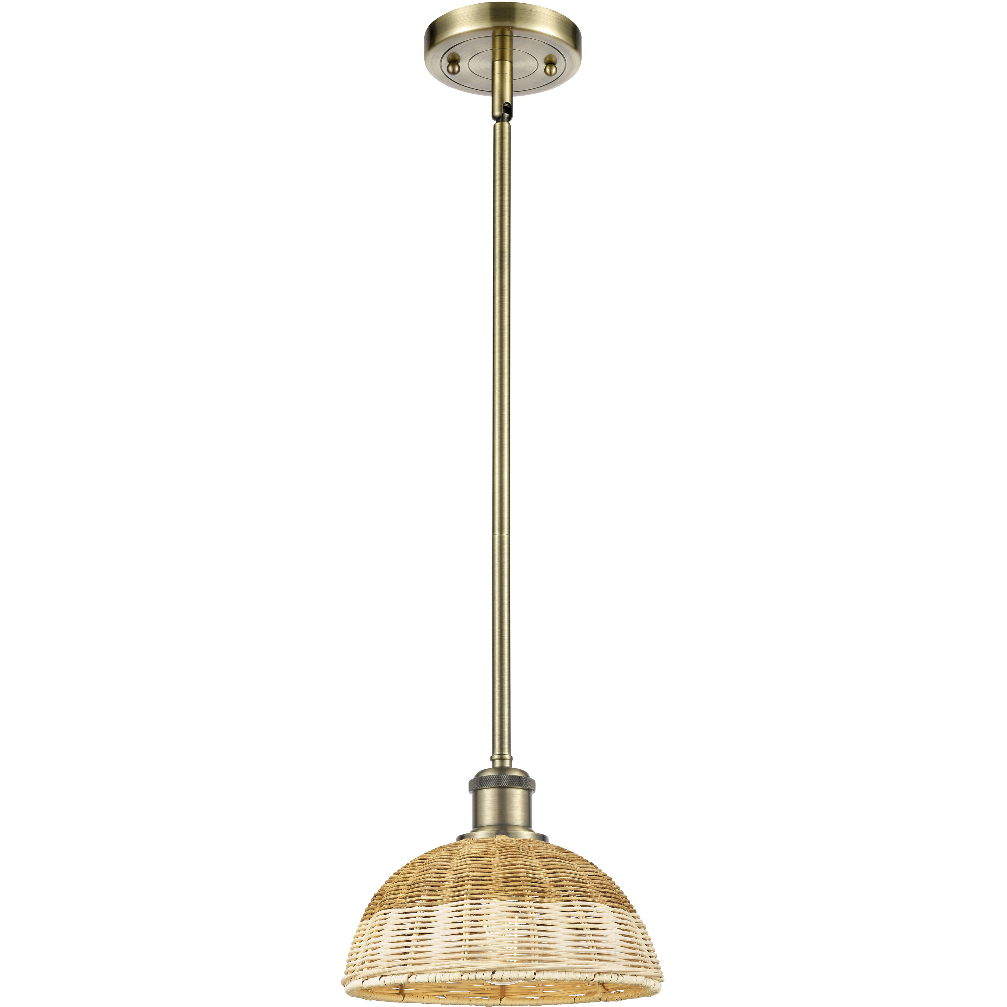 Ballston Bristol Natural II 1 Light 9 inch Antique Brass Mini Pendant Ceiling Light