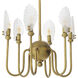 Isabelle 6 Light 20.87 inch Vintage Brass and Handmade Glass Pendant Ceiling Light