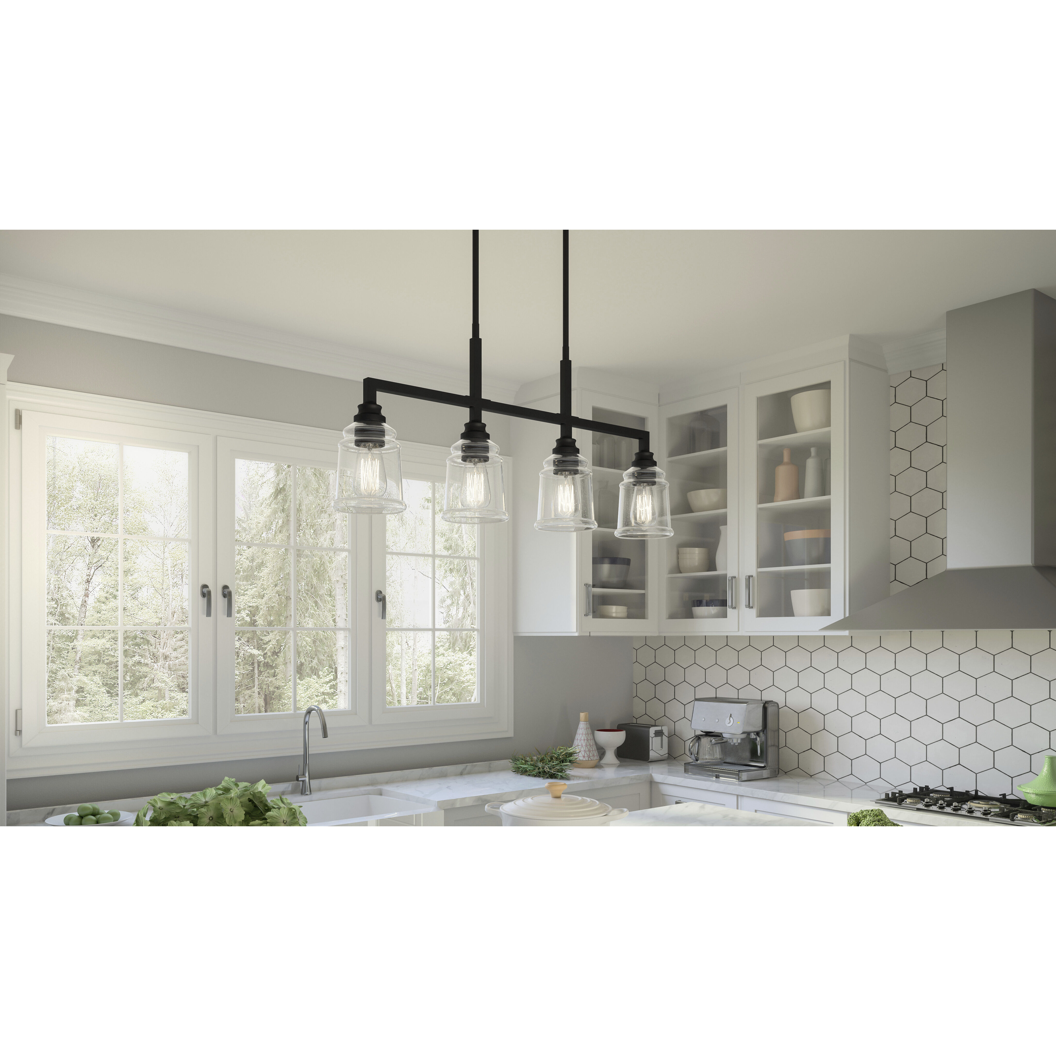 McIntire 4 Light 33.5 inch Matte Black Island Light Ceiling Light