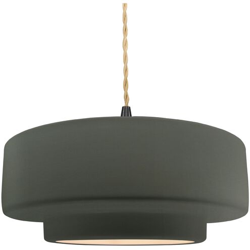 Radiance LED 14.5 inch Pewter Green and Matte Black Pendant Ceiling Light