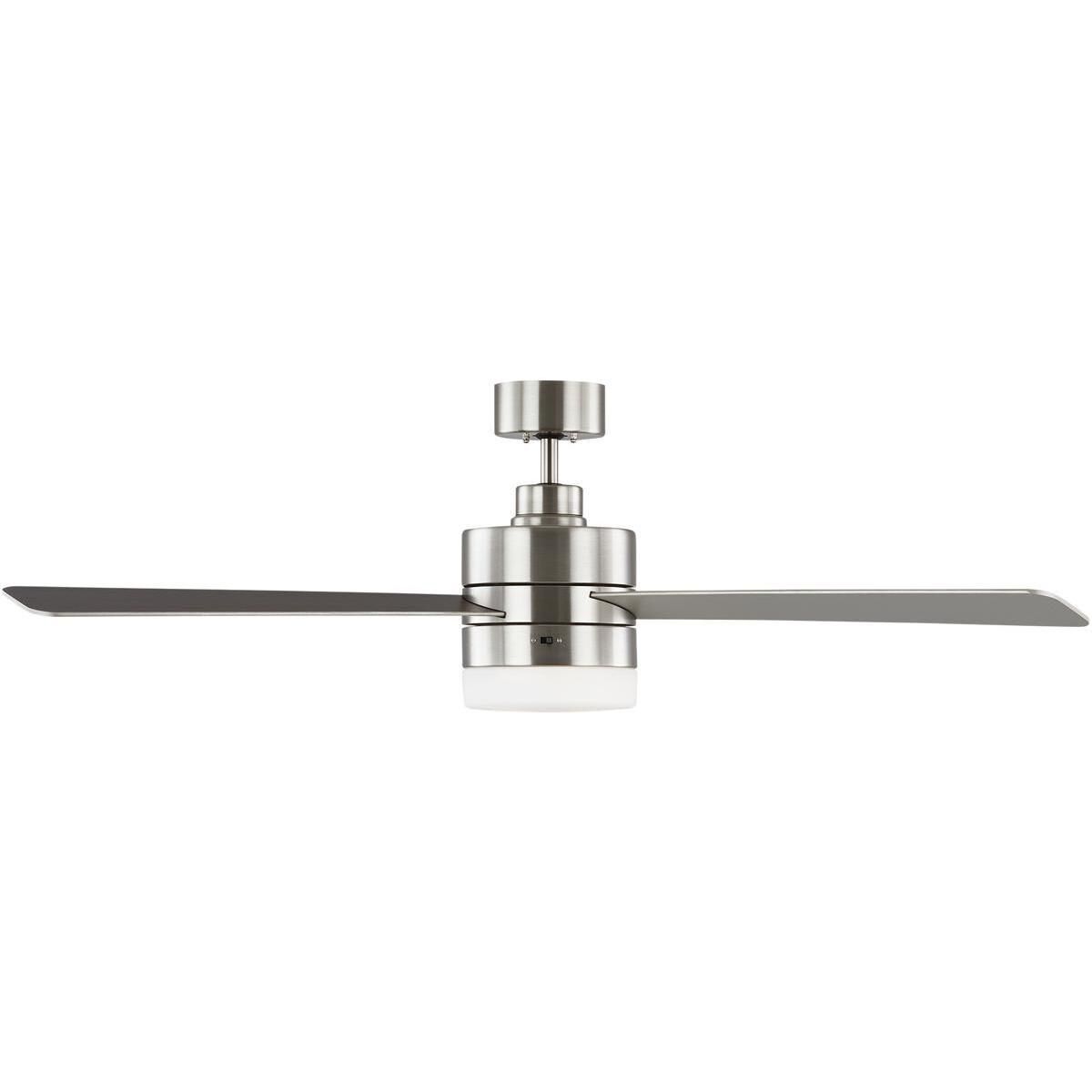 Era 52 LED 52 inch Brushed Steel with Silver/American Walnut reversible blades Indoor/Outdoor Ceiling Fan