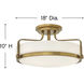Harper 3 Light 18 inch Heritage Brass Indoor Semi-Flush Mount Ceiling Light in White