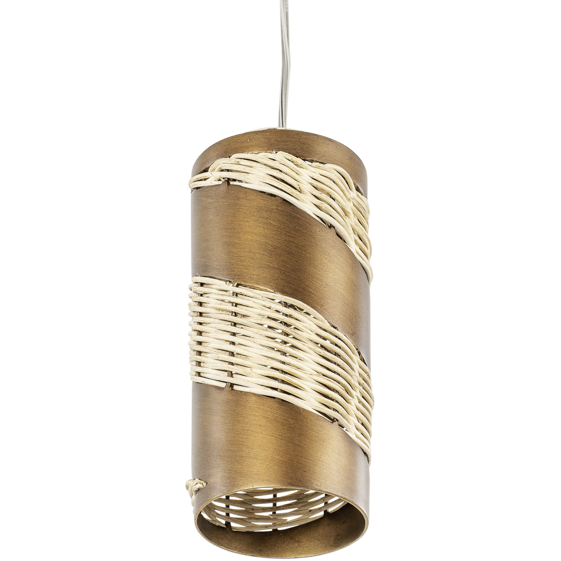 Flow 1 Light 4 inch Baguette and Natural Rattan Mini Pendant Ceiling Light in Baguette/Natural Rattan, Smithsonian Collaboration