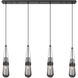 Milan 4 Light 48.13 inch Matte Black Linear Pendant Ceiling Light in Light Smoke Glass