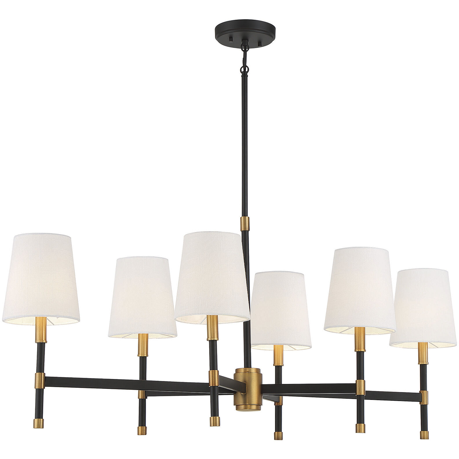 Brody 6 Light 41 inch Black with Warm Brass Accents Linear Chandelier Ceiling Light, Essentials