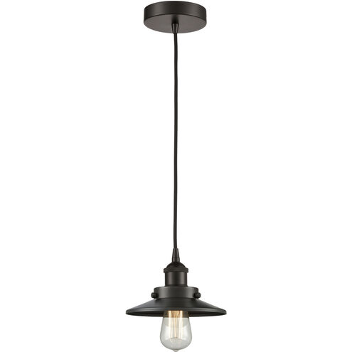 Railroad 1 Light 8 inch Oil Rubbed Bronze Mini Pendant Ceiling Light