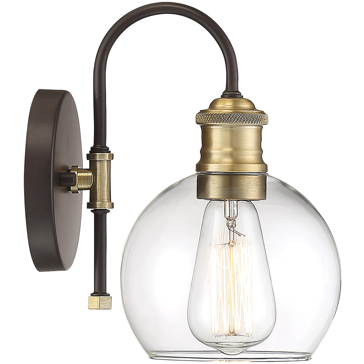 Farmhouse Outdoor Wall Lantern in Oil Rubbed Bronze with Natural Brass