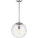 Leo - Hanging Globe 1 Light 14 inch Satin Aluminum Pendant Ceiling Light