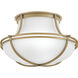 Saddler 3 Light 15.25 inch Heritage Brass Flush Mount Ceiling Light