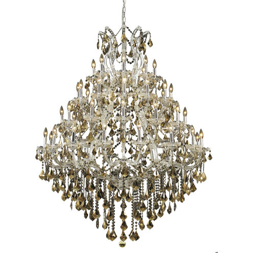 Maria Theresa 49 Light 46 inch Chrome Foyer Ceiling Light in Golden Teak, Royal Cut