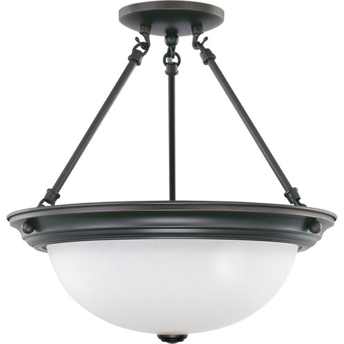 Brentwood 3 Light 15 inch Mahogany Bronze Semi-Flush Ceiling Light