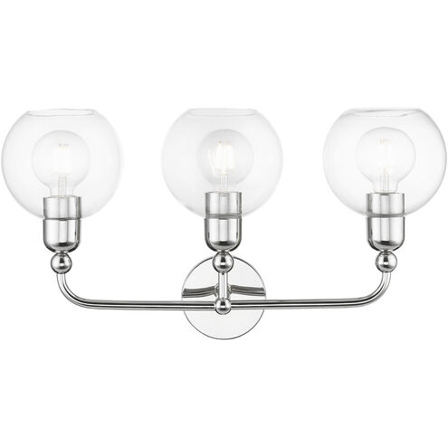 Downtown 3 Light 24 inch Polished Chrome Vanity Sconce Wall Light, Sphere