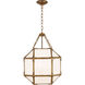 Suzanne Kasler Morris 3 Light 13.5 inch Gilded Iron Lantern Pendant Ceiling Light in White Glass, Small
