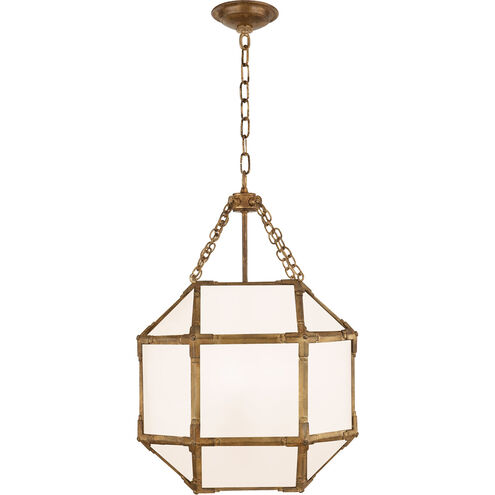 Suzanne Kasler Morris 3 Light 13.5 inch Gilded Iron Lantern Pendant Ceiling Light in White Glass, Small