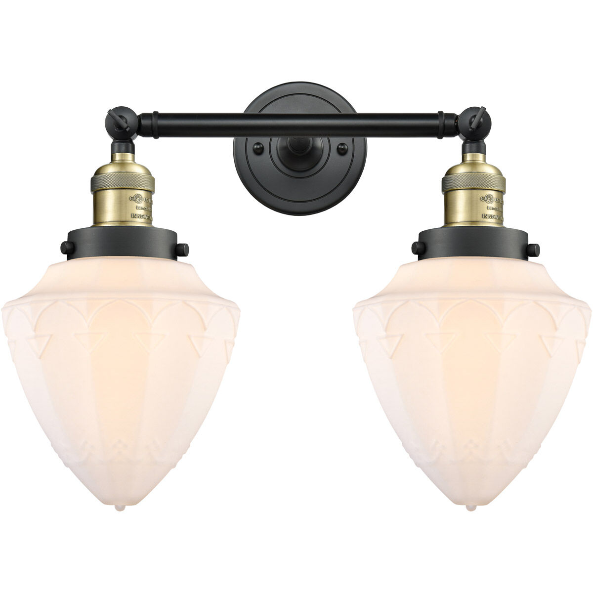 Franklin Restoration Bullet 2 Light 18 inch Black Antique Brass Bath Vanity Light Wall Light
