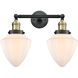 Franklin Restoration Bullet 2 Light 18 inch Black Antique Brass Bath Vanity Light Wall Light