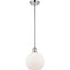 Ballston Athens 1 Light 8 inch Polished Chrome Pendant Ceiling Light in Matte White Glass, Ballston