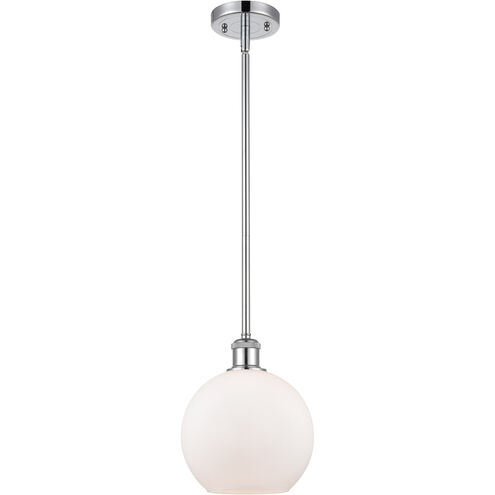 Ballston Athens 1 Light 8 inch Polished Chrome Pendant Ceiling Light in Matte White Glass, Ballston