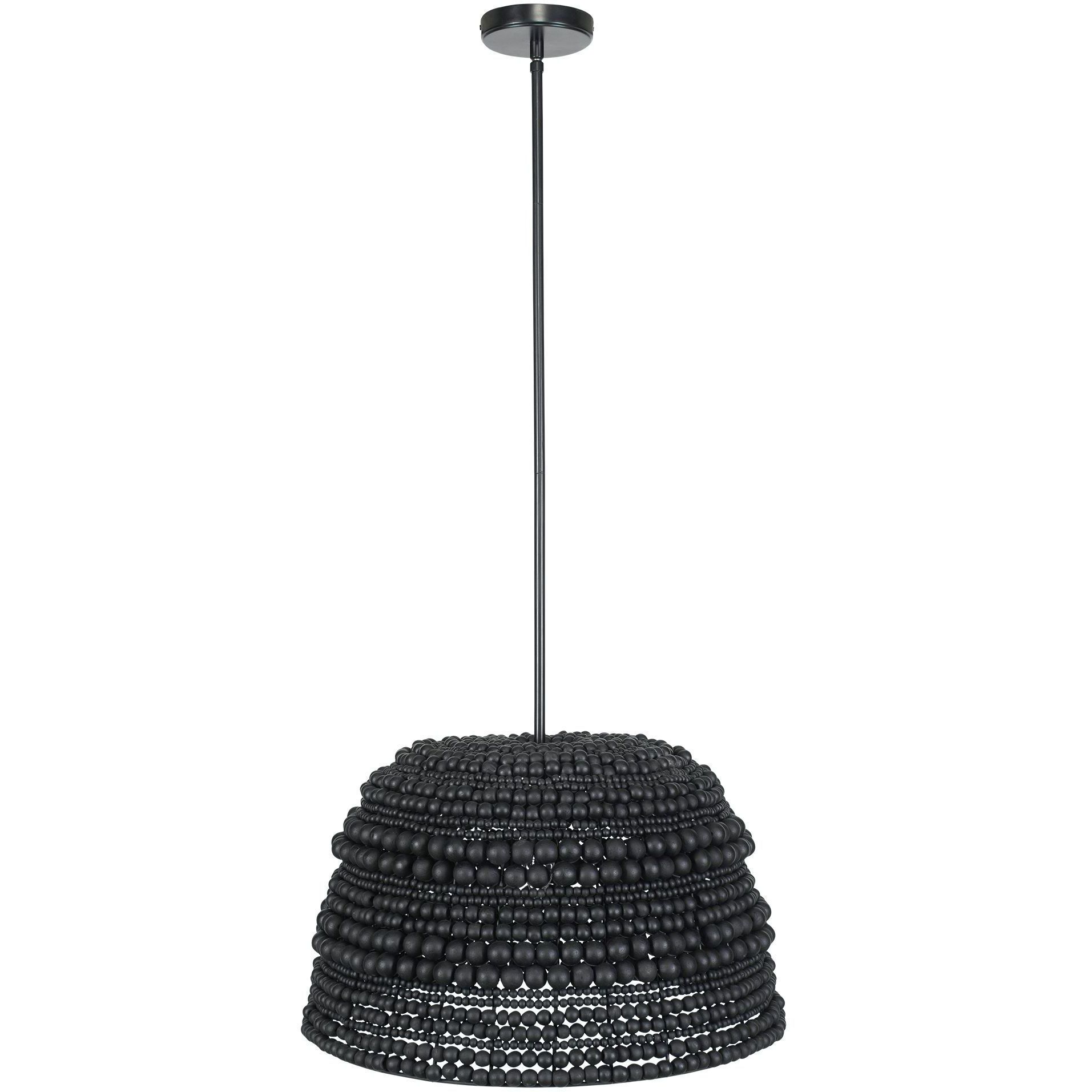 Persephone 1 Light 20.75 inch Black Wooden Beads and Matte Black Pendant Ceiling Light