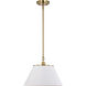 Dover 1 Light 14 inch White/Vintage Brass Pendant Ceiling Light