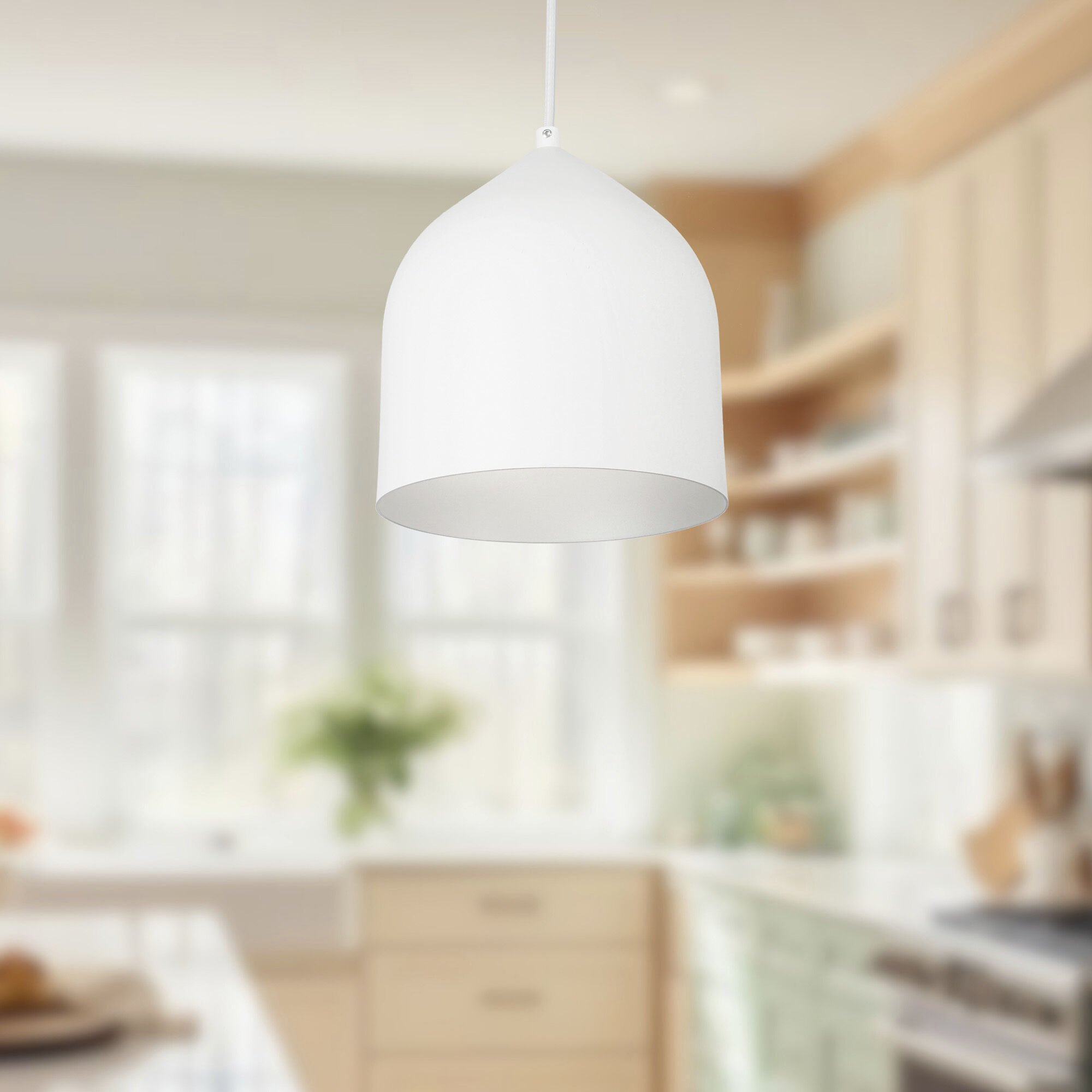 Helena Pendant Ceiling Light in White and Silver