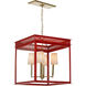 Matthew Frederick International 4 Light 24 inch Antique/Red Lacquer/Clear Lantern Pendant Ceiling Light, Small