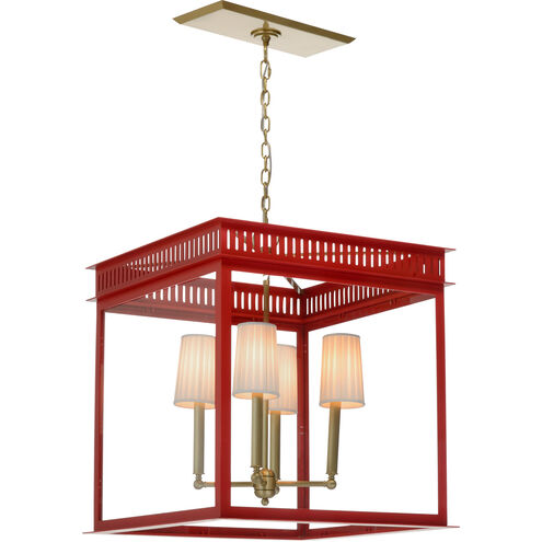 Matthew Frederick International 4 Light 24 inch Antique/Red Lacquer/Clear Lantern Pendant Ceiling Light, Small