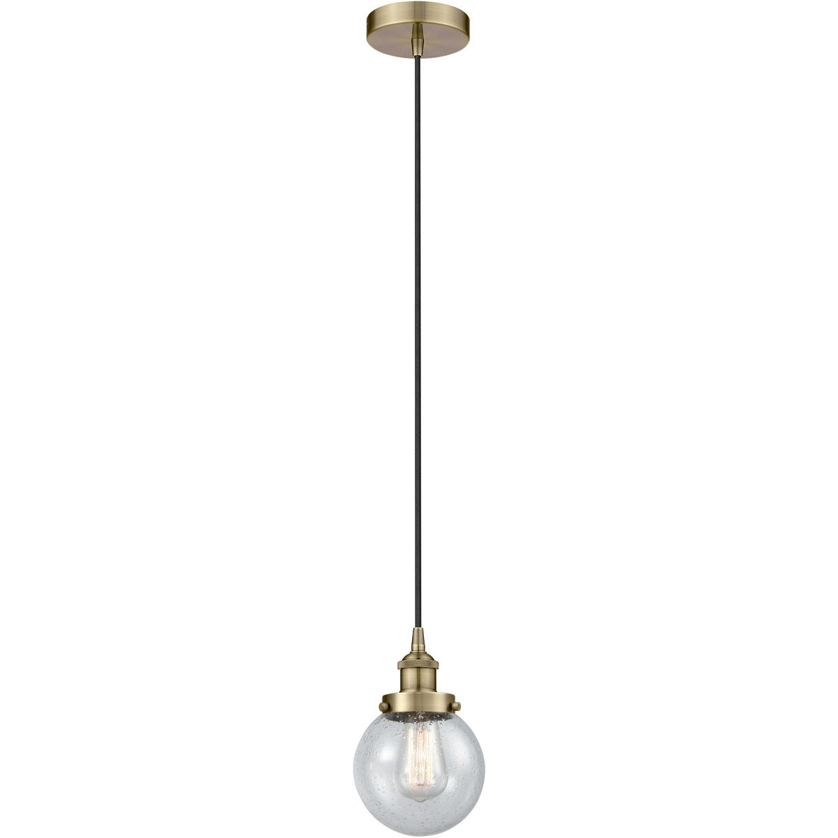 Edison Beacon LED 6 inch Antique Brass Mini Pendant Ceiling Light