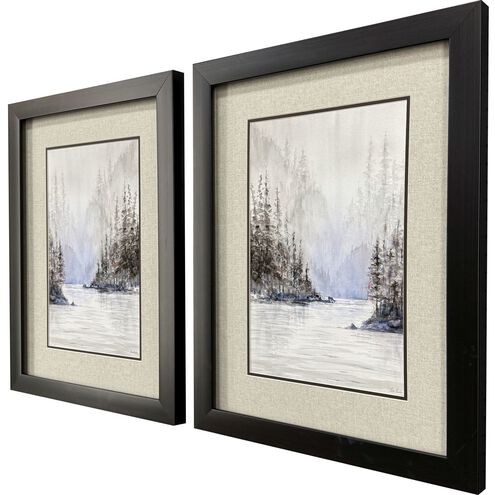 Mountain River Gray and Neutral and Blue and Brown Framed Art