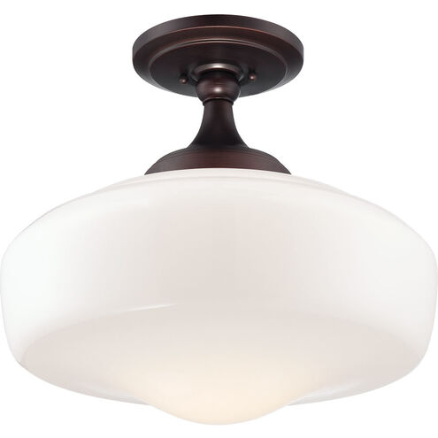ML 1 Light 17 inch Brushed Bronze Semi Flush Mount Ceiling Light