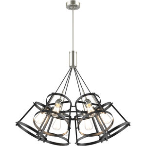 Gentry 6 Light 36 inch Satin Nickel and Graphite Cluster Pendant Ceiling Light