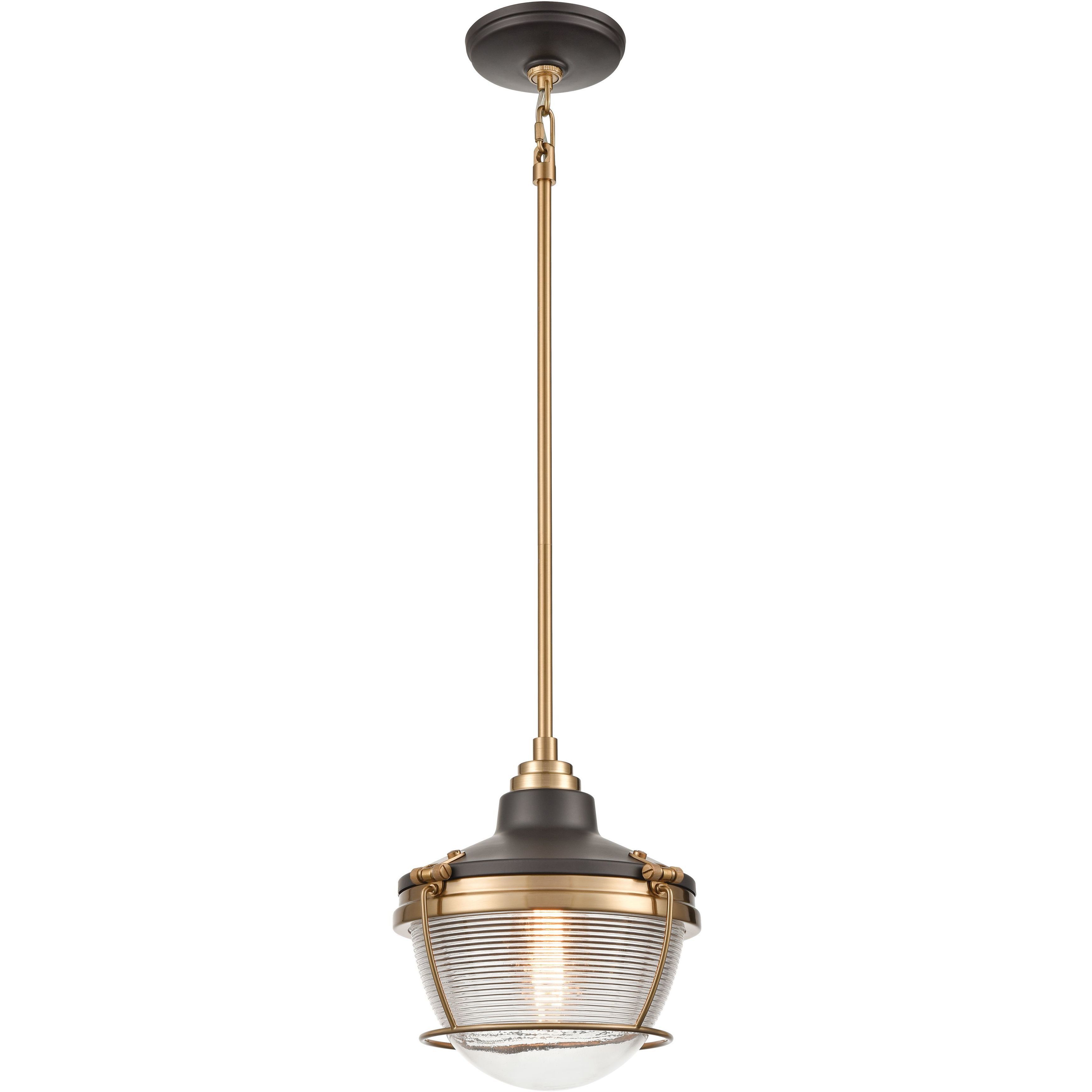Seaway Passage 1 Light 10 inch Oil Rubbed Bronze with Satin Brass Mini Pendant Ceiling Light