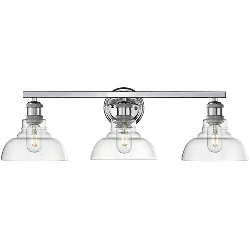 Carver 3 Light 28 inch Chrome Bath Vanity Wall Light in Clear Glass
