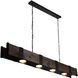 Pago LED 59 inch Black and Wood Drum Shade Island Light Ceiling Light