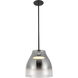 Trinity LED 11.38 inch Black Pendant Ceiling Light in Smoked Glass