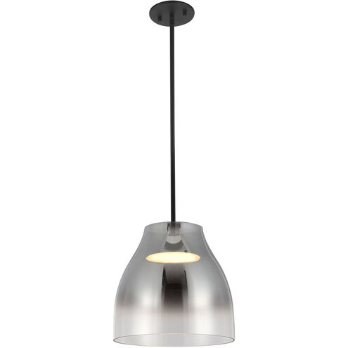 Trinity LED 11.38 inch Black Pendant Ceiling Light in Smoked Glass