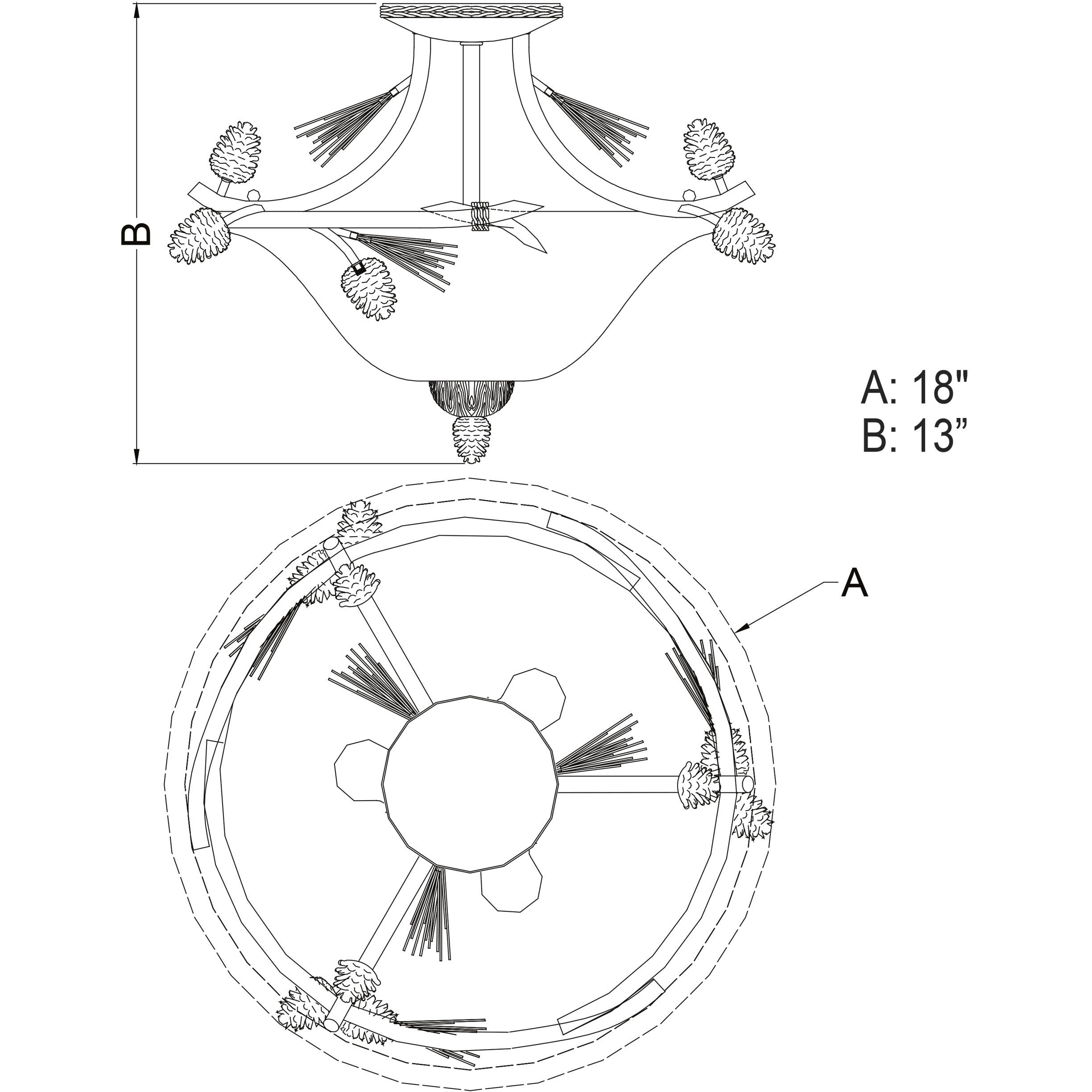 Sierra LED 18 inch Black Walnut Semi-Flush Mount Ceiling Light