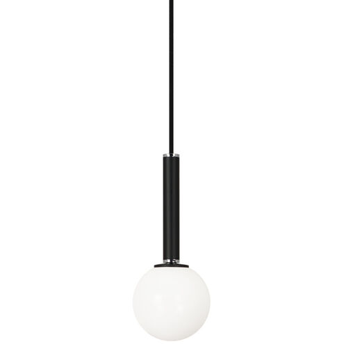 Stellar 1 Light 5 inch Black Pendant Ceiling Light in Black and Opal Glass