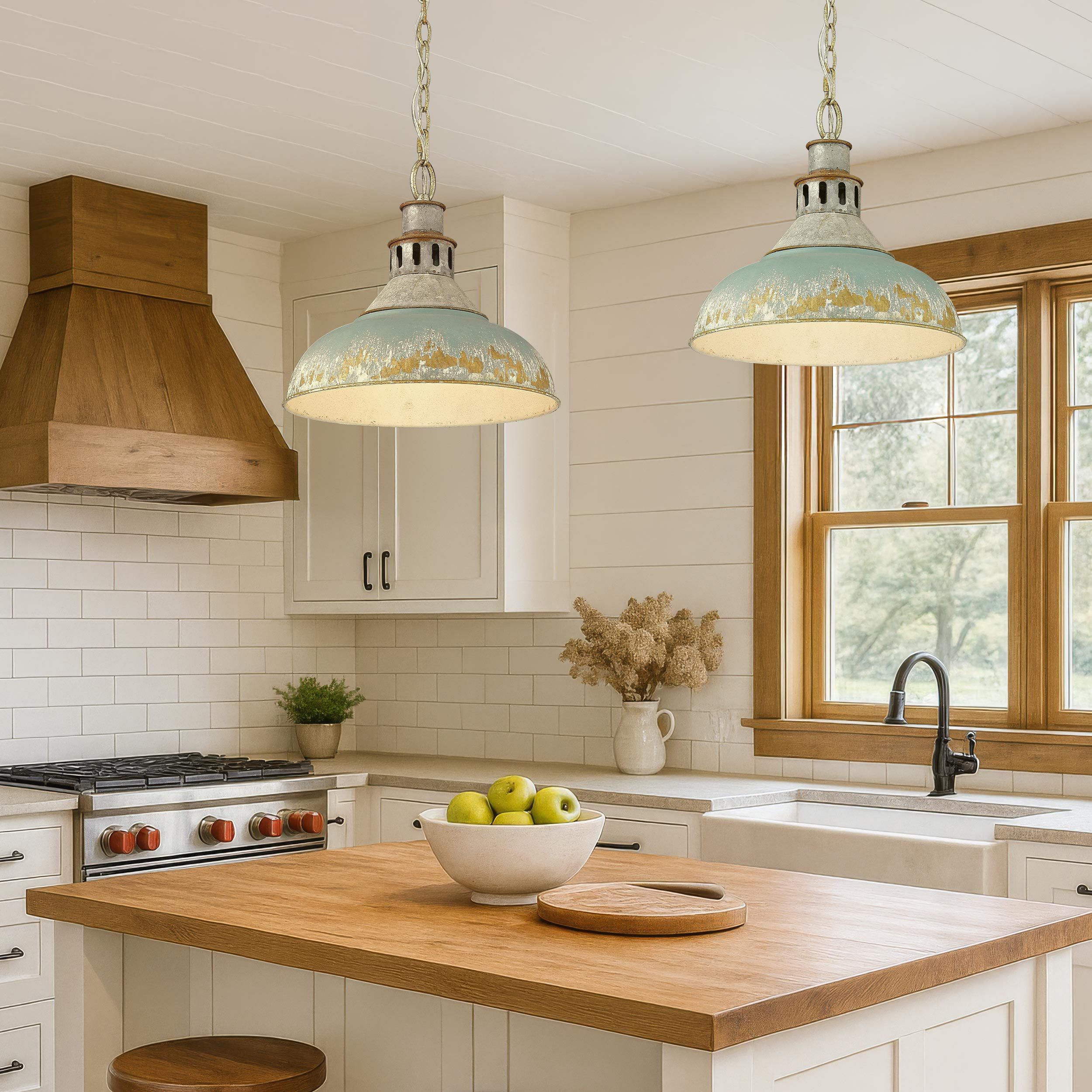 Kinsley Pendant Ceiling Light in Antique Teal, Large