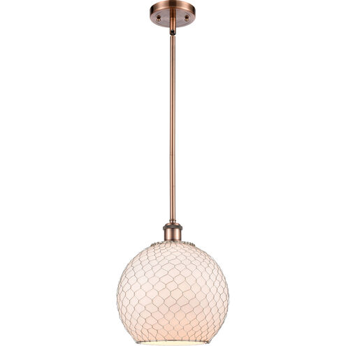 Ballston Large Farmhouse Chicken Wire 1 Light 10 inch Antique Copper Pendant Ceiling Light, Ballston