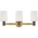 Declan 3 Light 25 inch Heritage Brass with Black Oxide Bath Light Wall Light