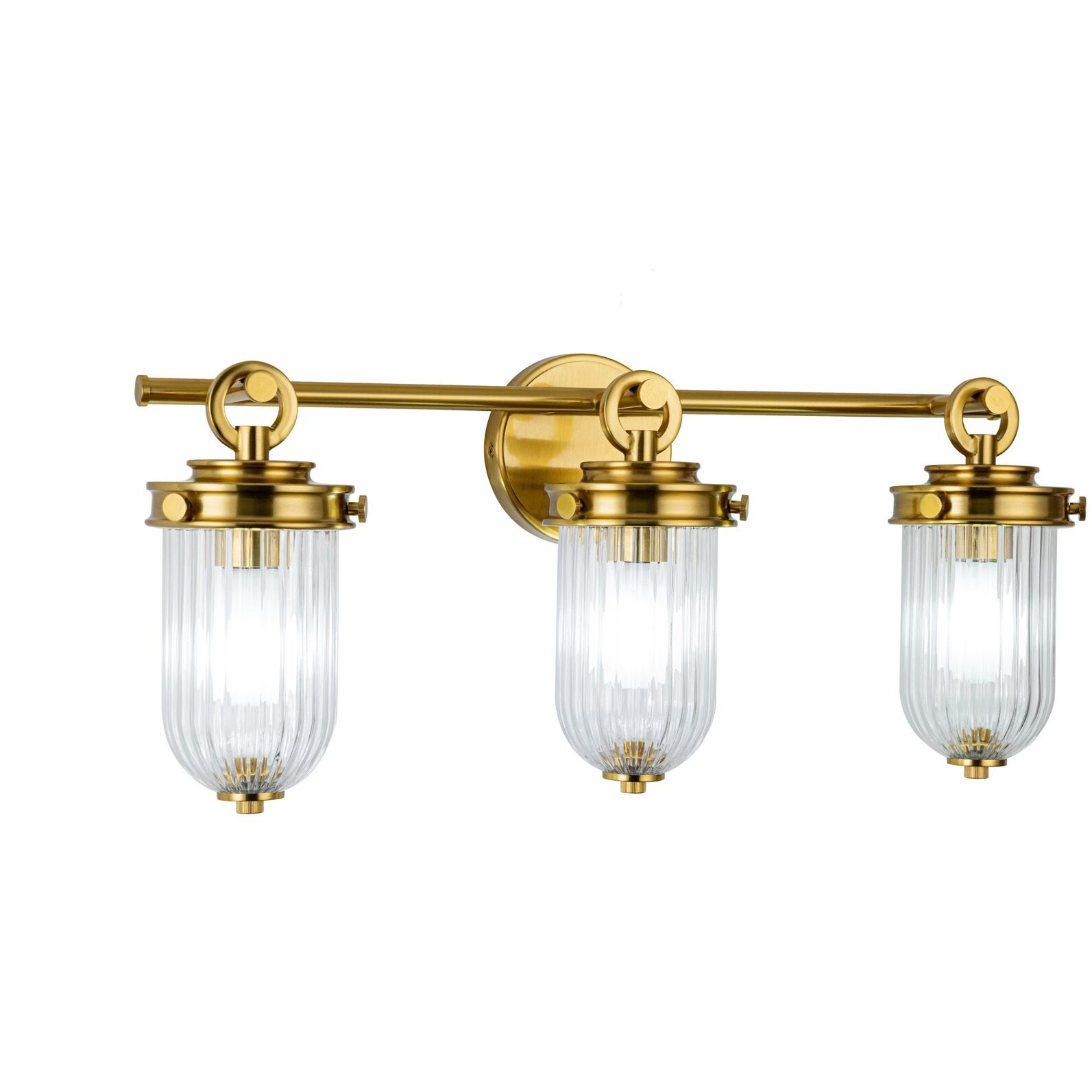 Myla 3 Light 24 inch Vintage Brass Bathroom Vanity Wall Light